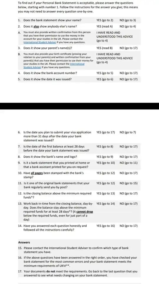 please use this to assess the document that's above because this is from a tier 4(general) Visa I found for students