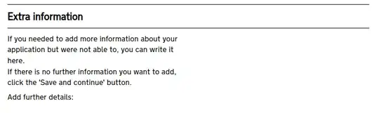 UK visa form with "Extra information" section