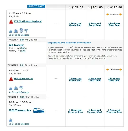 Amtrak itinerary