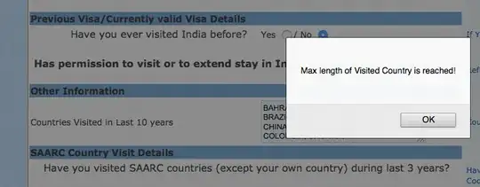 Countries Visited in Last 10 years: Max length of Visited Country is reached