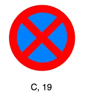 Standing and Parking Prohibited (sign C, 19)