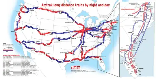 Amtrak trains by night and day