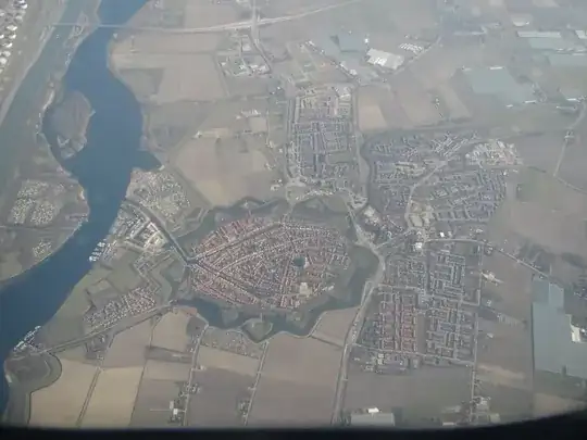 A small fortified town from the air
