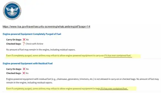 Transportation Security Administration Engine Powered Equipment Rules