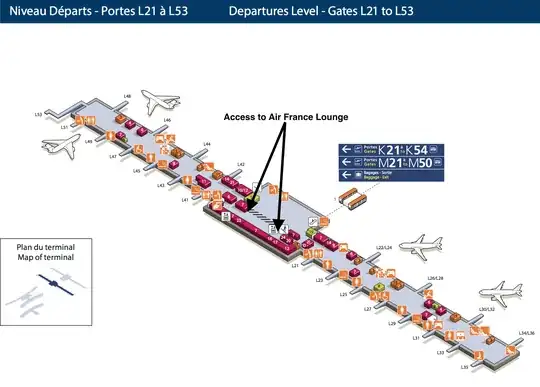 Access to Air France Lounges in CDG Terminal 2E, gates L