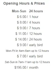 path parking price list
