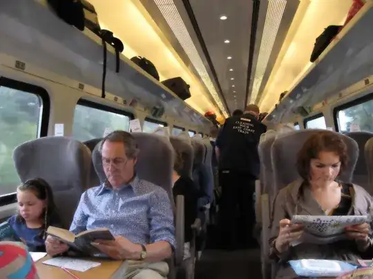 Train image with reserved seating cards