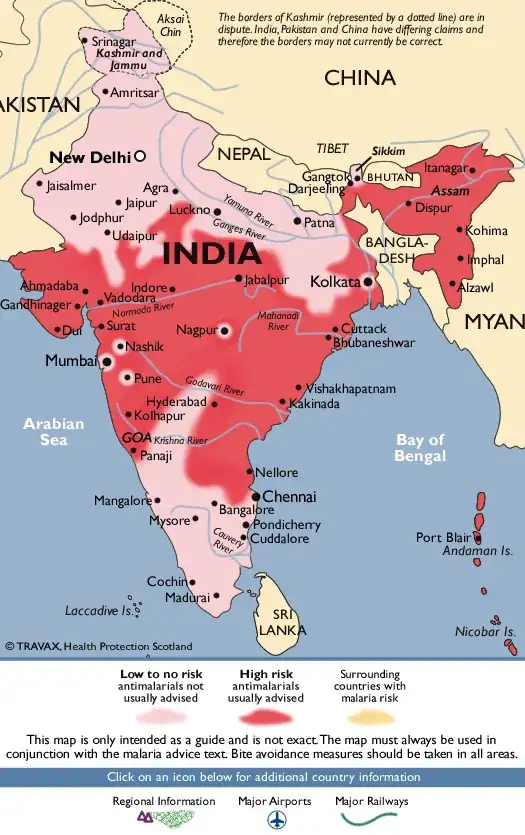 malaria map for India