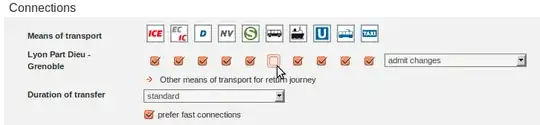 screenshot of the Connections options of Deutsche Bahn search