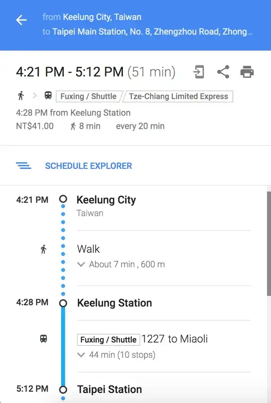Google Maps search result - clicking on the first recommended options shows numbers depending on departure time