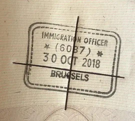 "Immigration officer, Brussels", crossed out