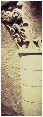 Carvings in the cave wall