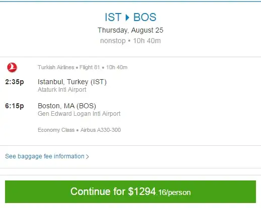 Price on Priceline, accessed through BookWithMatrix