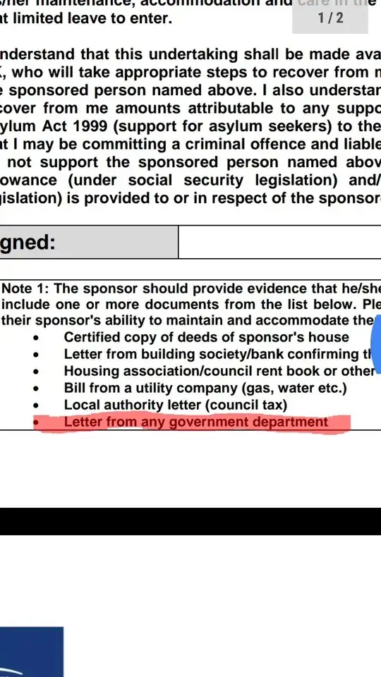 screenshot of the application form