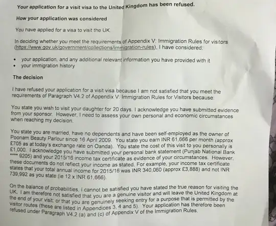 refusal letter