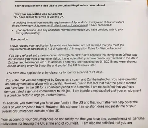 Visa refusal