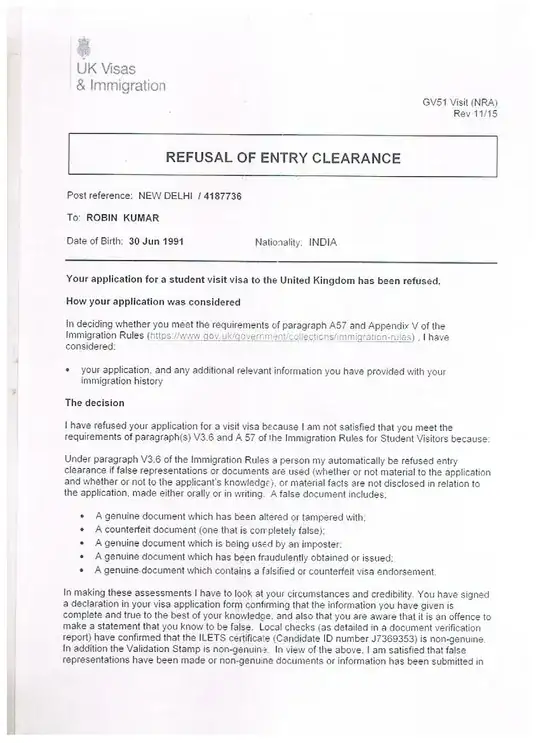 refusal letter