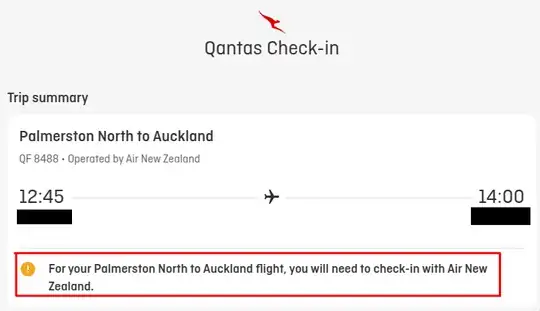 Screenshot of Qantas online check in page