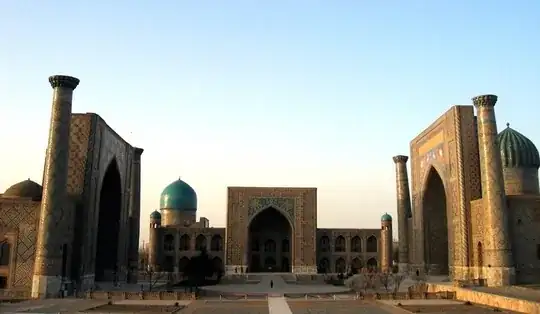 The Registan in Samarkand at sunset