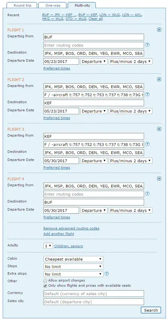 ITA search syntax