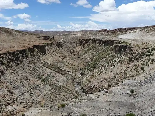 landscape on the way from Potosí to Uyuni by bus