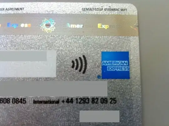 Contactless payment symbol on the back of an American Express card