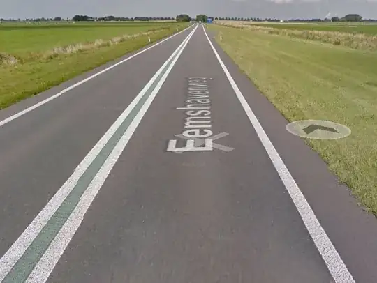 Road with a green stripe