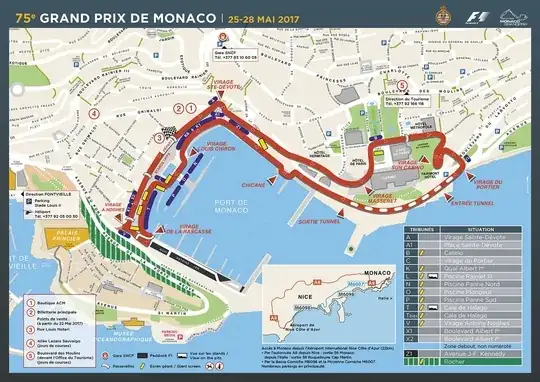 Map of Monaco with F1 circuit