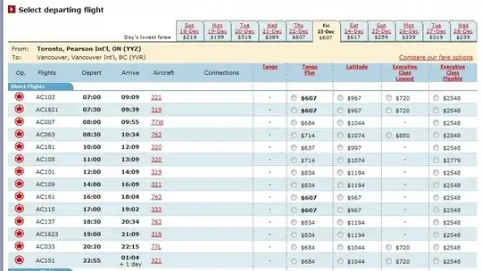 fares YYZ-YVR Dec 23rd as of Nov 24th