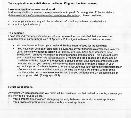 My refusal letter-my husband did not receive any