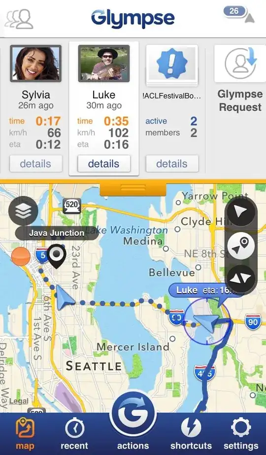 Glympse app main screen