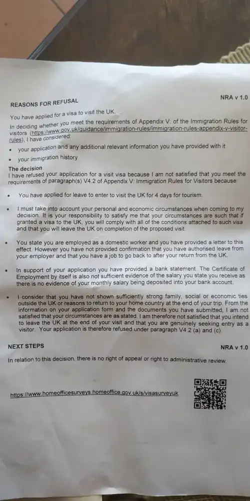 Refusal Letter