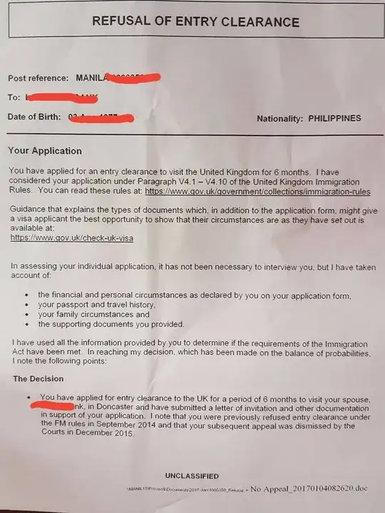 Refusal note, 1st page