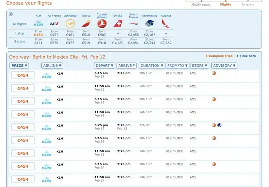 Flights with the routing code