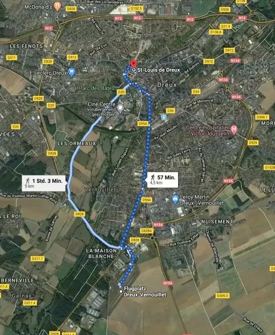 Google Maps Airport -> Chapelle Royale