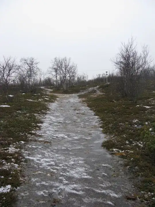 Icy footpath