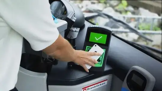 Mobile Ticket Scanner in bus