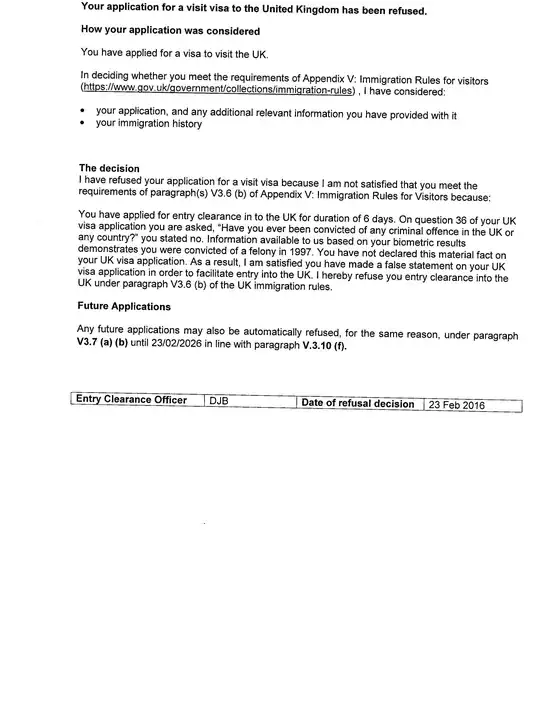 Refusal letter
