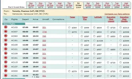 fares YYZ-YVR Dec 23rd as of Oct 23rd