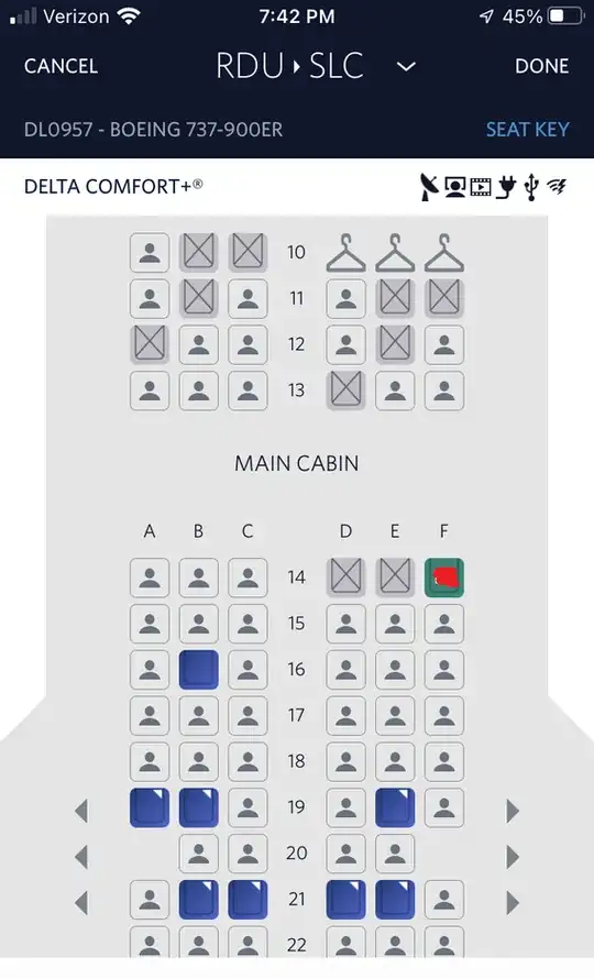 Screenshot 1: sitting in 14F
