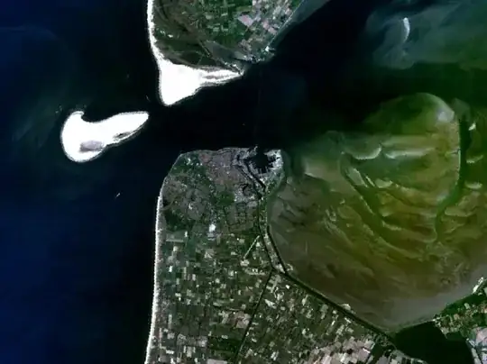 Noorderhaaks from the sky, with the mainland and one other island next to it.