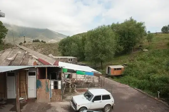 Buildings next to the guesthouse with baths inside. Note also the bathtub on the hill on the top right.