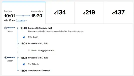 an image of showing the station stops for this train