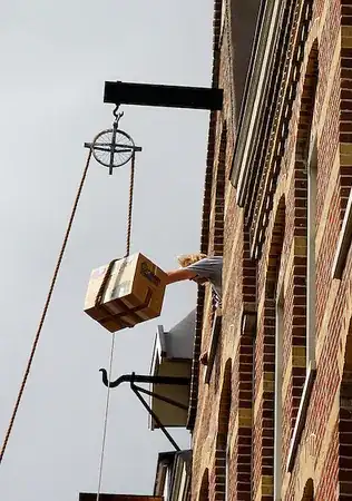 pulley and rope in use