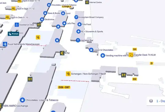 Map of the base of D-pier at Schiphol