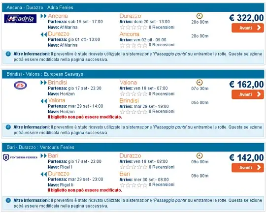 Ferry search result