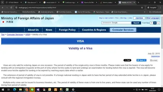 Visa information Japan