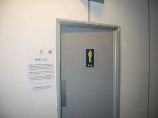 Stansted toilet door with Home Office warning