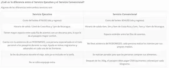 Trans Nica fare comparison