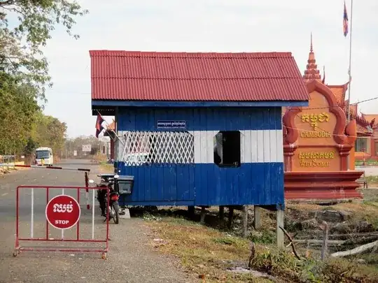 Checkpoint shack on the Cambodian side